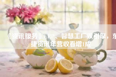 《資訊服務(wù)》ERP、智慧工廠雙引擎，東捷資訊年營收看增1成